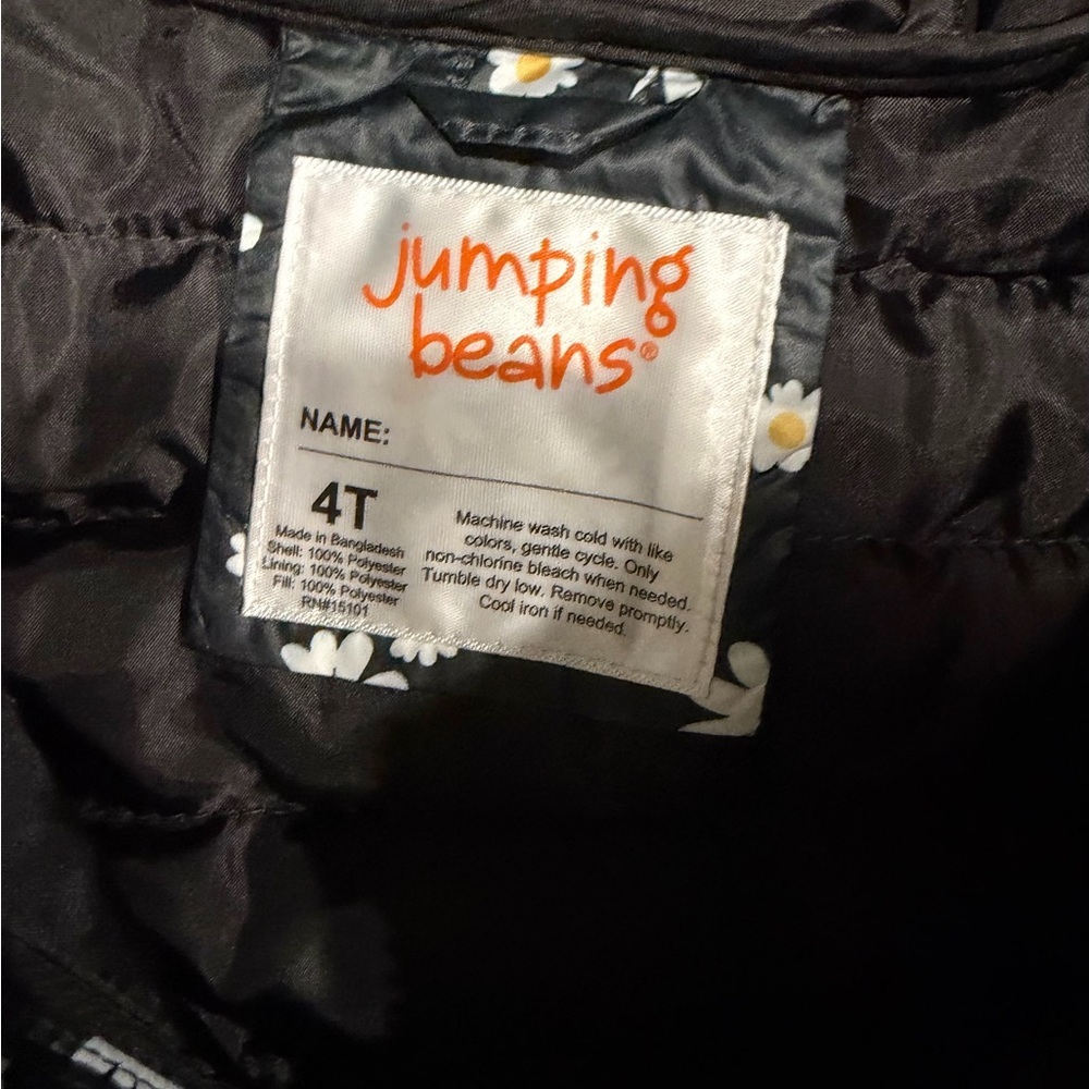 Jumping Beans 4T Black Daisy Lined Jacket Good condition - Picture 2 of 4